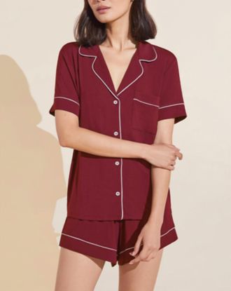 Eberjey Gisele Relaxed Short Pj Set In Sangria/ivory