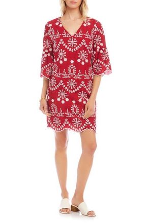 Karen Kane Embroidered Flare Sleeve Minidress at Nordstrom, Size X-Large