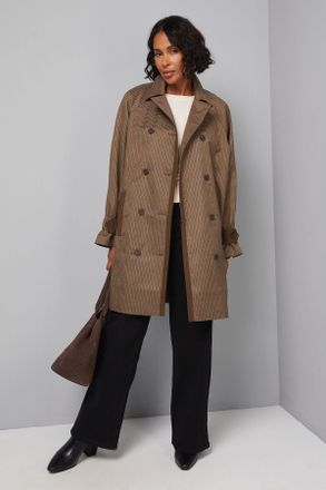 Wallis Womens Brown Check Collared Coat - Size 18 UK