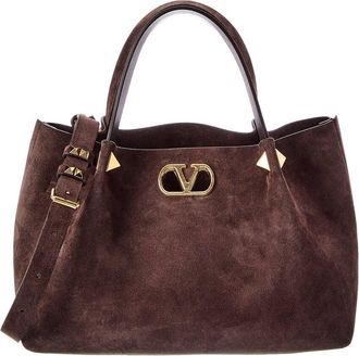 Valentino Vlogo Small Suede Tote