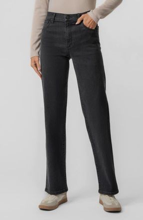 Kut from the Kloth Avery High Waist Fab Ab Easy Straight Jeans in Black at Nordstrom, Size 16