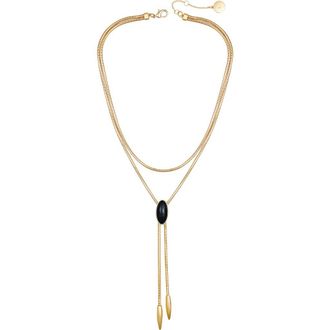 Vince Camuto Faux Stone Layered Y-Necklace in Goldtone/Black at Nordstrom Rack