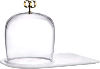 Nude Glass Cupola High Cake Dome High With Marble Base