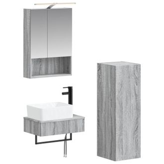 vidaXL Juego De Muebles De Ba&ntilde;o 4 Pcs Sonoma Gris 50 X 14,5 X 70 Cm Vidaxl