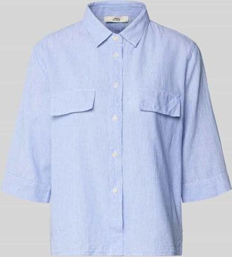 0039 Italy 0039 Italy Bluse aus Leinen-Mix mit Brusttaschen Modell BEA in Hellblau, Gr&ouml;&szlig;e XXL