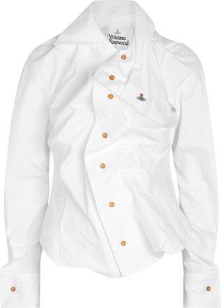 Vivienne Westwood Drunken Gathered Cotton-poplin Shirt - White - 38 (UK6 / XS)