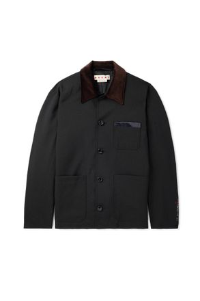 Marni Cotton Velvet and Satin-Trimmed Grain de Poudre Wool Jacket