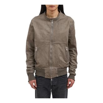 Giorgio Brato Bomber Jackets, male, Green, Size: XL Giubbotto Biker in Pelle