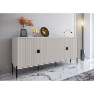 Dmora Alacena Arpina, Aparador 4 Estantes, 4 Puertas, Apertura Abatible, 203.4x49x83h Cm Beige