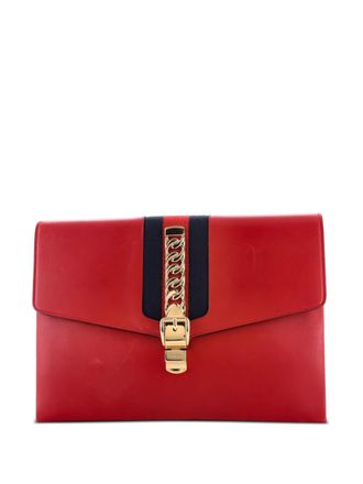 Gucci Sylvie Leather Maxi clutch bag - Rood