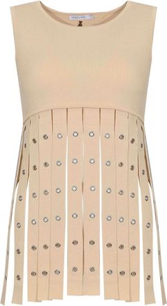 Patrizia Pepe Viscose blend knit top with fringes