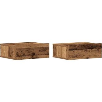 vidaXL Vidaxl - Mesitas De Noche Flotantes 2 Uds Madera Vieja 40x32x15 Cm