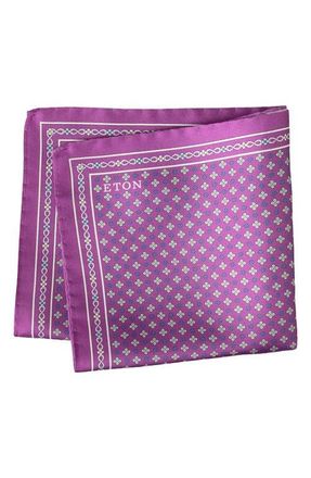 Eton Mid Purple Floral Medallion Silk Twill Pocket Square in Medium Purple at Nordstrom