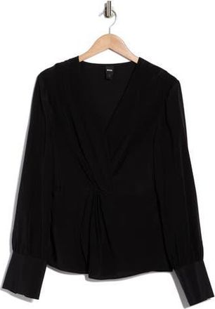 BOSS Bawari Twist Front Cotton Shirt in Black at Nordstrom Rack, Size 14