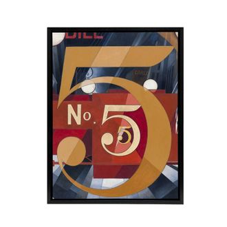 Artery8 I Saw the Figure 5 in Gold Charles Demuth Framed Canvas Wall Art Print in Blue | Size: W24 x H32