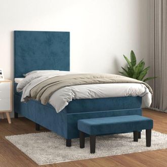 vidaXL Vidaxl - Cama Box Spring Con Colch&oacute;n Terciopelo Azul Oscuro 90x190 Cm