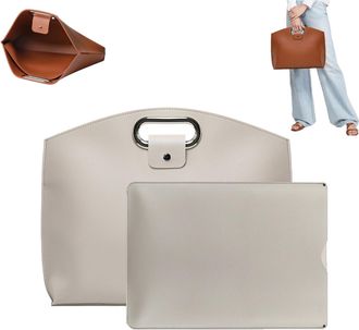 Generic The 2-Piece Set: Sophisticated Business Waterproof Leather Laptop & Tote, Laptop Bag, for iPad and Laptops Cases (White,Large)