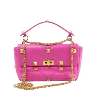 Valentino Pre-owned Cross Body Bags, female, Pink, Size: ONE SIZE Pre-owned Roman Stud Small Crossbody Bag
