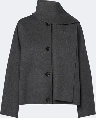 Max Mara Scarf-detail virgin wool jacket