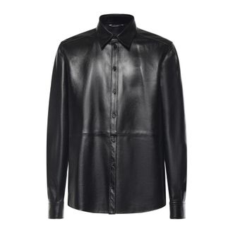 Dolce & Gabbana Leren overhemd met knopen - Heren - Leren en Su&egrave;de Jassen - Zwart - L - Leer - Jassen