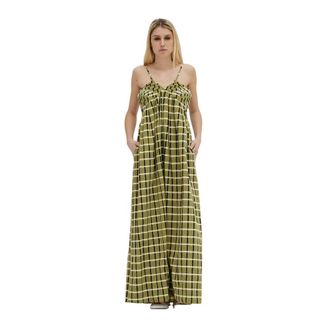 Erika Cavallini Semi Couture Maxi jurken - Dames - Maxi kleedjes - Groen - L - Katoen - Kleedjes