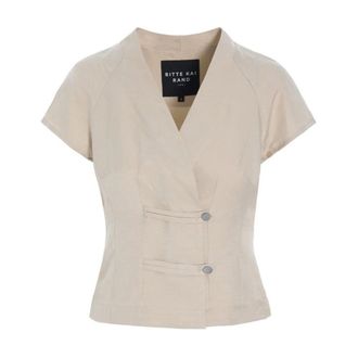 Bitte Kai Rand Blouses, female, Beige, Size: 2XL Short-sleeve Blouse with Strap Detail