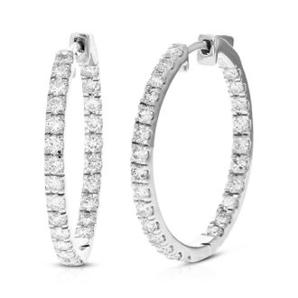 Vir Jewels 2 cttw Lab Grown Diamond Hoops Earrings in Sterling Silver With Latch Backs For Women