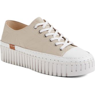 Django & Juliette Baselo Leather Platform Sneaker in White-Almond Sole Leather at Nordstrom, Size 37
