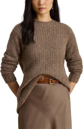 Lauren Ralph Lauren Oversize Open Stitch Sweater in Taupe Brown Heather at Nordstrom, Size Medium