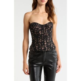House of CB Solaine Lace Corset Top in Black at Nordstrom, Size X-Small A