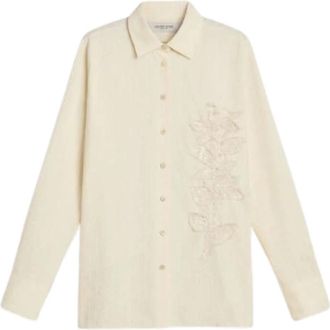 Golden Goose Katoenen Shirt met Pailletten - Dames - Overhemden - Beige - M - Katoen - Overhemden