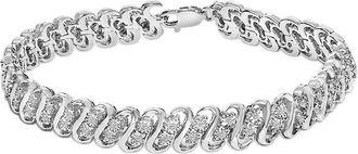 House of Brilliance Haus Of Brilliance Silver 0.25 Ct. Tw. Diamond Link Bracelet