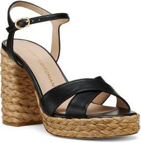 Stuart Weitzman Dayna Platform Sandal in Black/Natural at Nordstrom Rack, Size 7.5