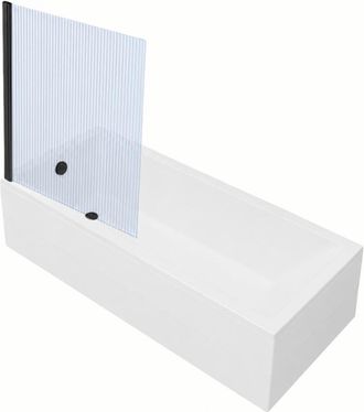 Vitra Ba&ntilde;era Rectangular Vitra Neon De 170x75cm + Mampara De Ba&ntilde;o Aurys Raywall Izquierda, Negro Mate, Perfil Izquierdo + Desag&uuml;e Negro Mate