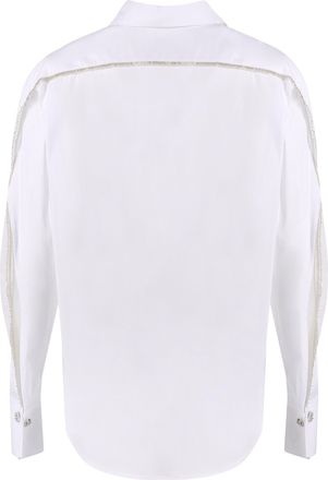 Genny Bead-Embroidered Stretch Poplin Shirt - White