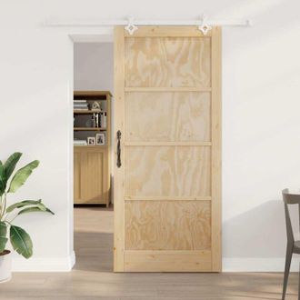 vidaXL Vidaxl - Puerta Corredera Manual Natural Y Blanco 93 X 211 Cm