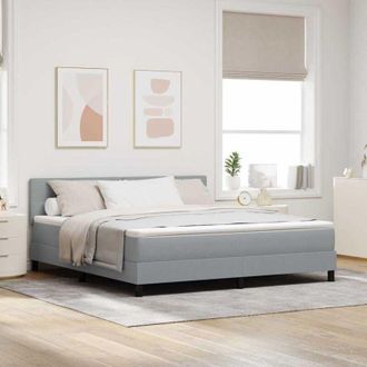 vidaXL Cama Tipo Box Spring Con Tiras Led Gris Claro 180 X 200 Cm Tela Vidaxl