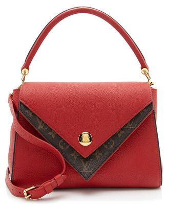 Louis Vuitton Red Calf Leather & Monogram Canvas Double V (Authentic Pre- Loved)