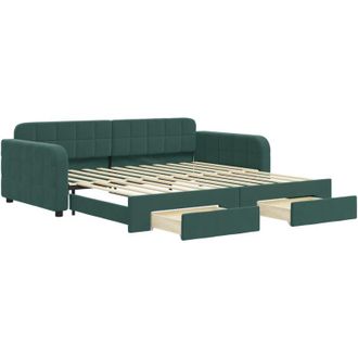 vidaXL Vidaxl - Sof&aacute; Cama Nido Con Cajones Terciopelo Verde Oscuro 100x200 Cm
