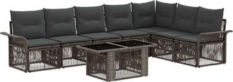 vidaXL Conjunto De Sof&aacute;s De Jard&iacute;n 8 Uds. Gris Y Gris Oscuro Vidaxl