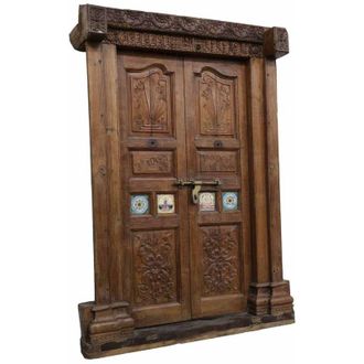 Wanderlust Deco Puerta De Madera Marron 145x37x218h Cm
