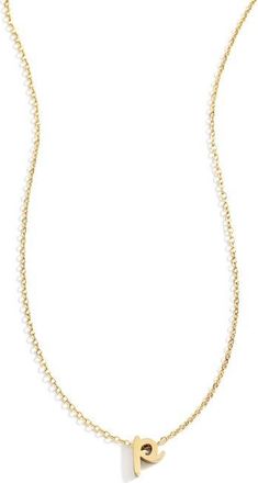 Mint & Lily Tiny Script Initial Necklace in Letter P at Nordstrom