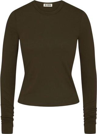 &Eacute;terne Fitted Crewneck Long Sleeve T-Shirt - Dames - Longsleeves - Groen - S - Katoen - Tops