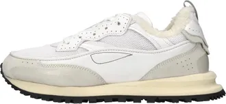 Hidnander Schoenen, Dames, Wit, 36 EU, Leer, Leren en Stoffen Sneakers