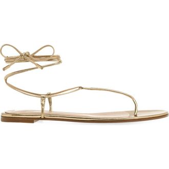 Gianvito Rossi Gwyneth Flat Sandals in Metallic Gold at Nordstrom, Size 40.5