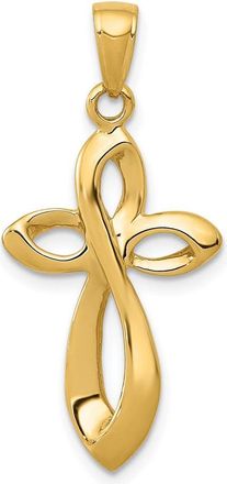 Diamond2Deal 14k Yellow Gold Polished Satin Figure 8 Cross Pendant