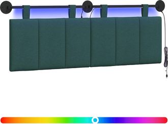vidaXL Cabecero Colgante Con Luz Led Verde Oscuro Tela Vidaxl