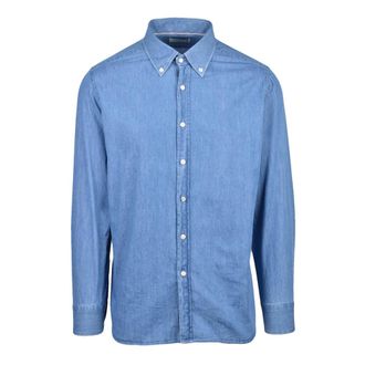 Tintoria Mattei Heren, Overhemden, Blauw, Maat: 3XL Denim
