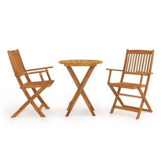 vidaXL Mesa Y Sillas Bistr&oacute; Plegables 3 Pzas Madera Maciza De Acacia Vidaxl