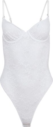 Fleur du Mal Le Stretch Lace Bodysuit in Ivory at Nordstrom, Size X-Small